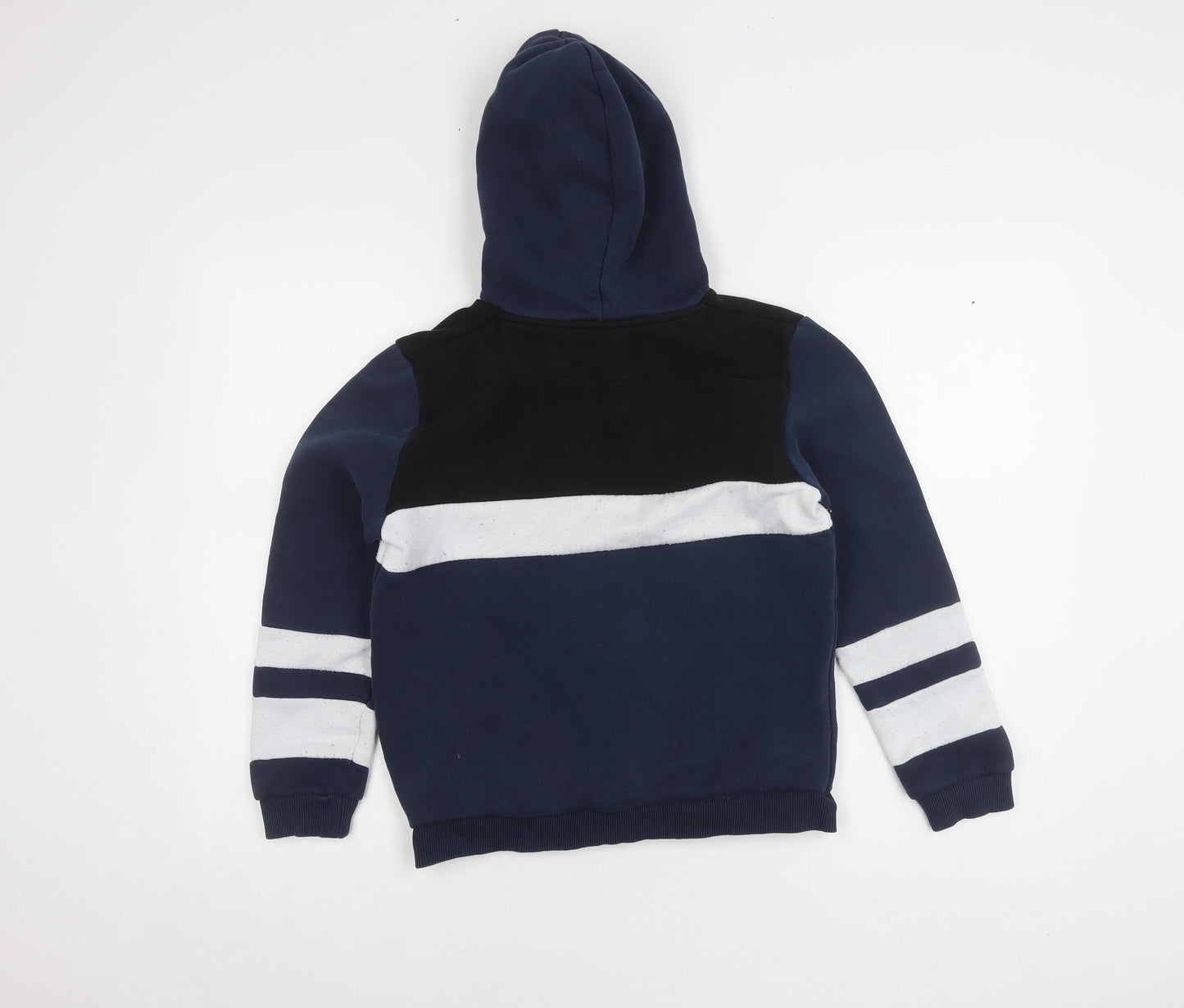 Boys Blue Colourblock Hoodie, Size 13-14, Pullover Style