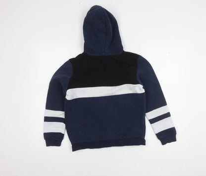 Boys Blue Colourblock Hoodie, Size 13-14, Pullover Style