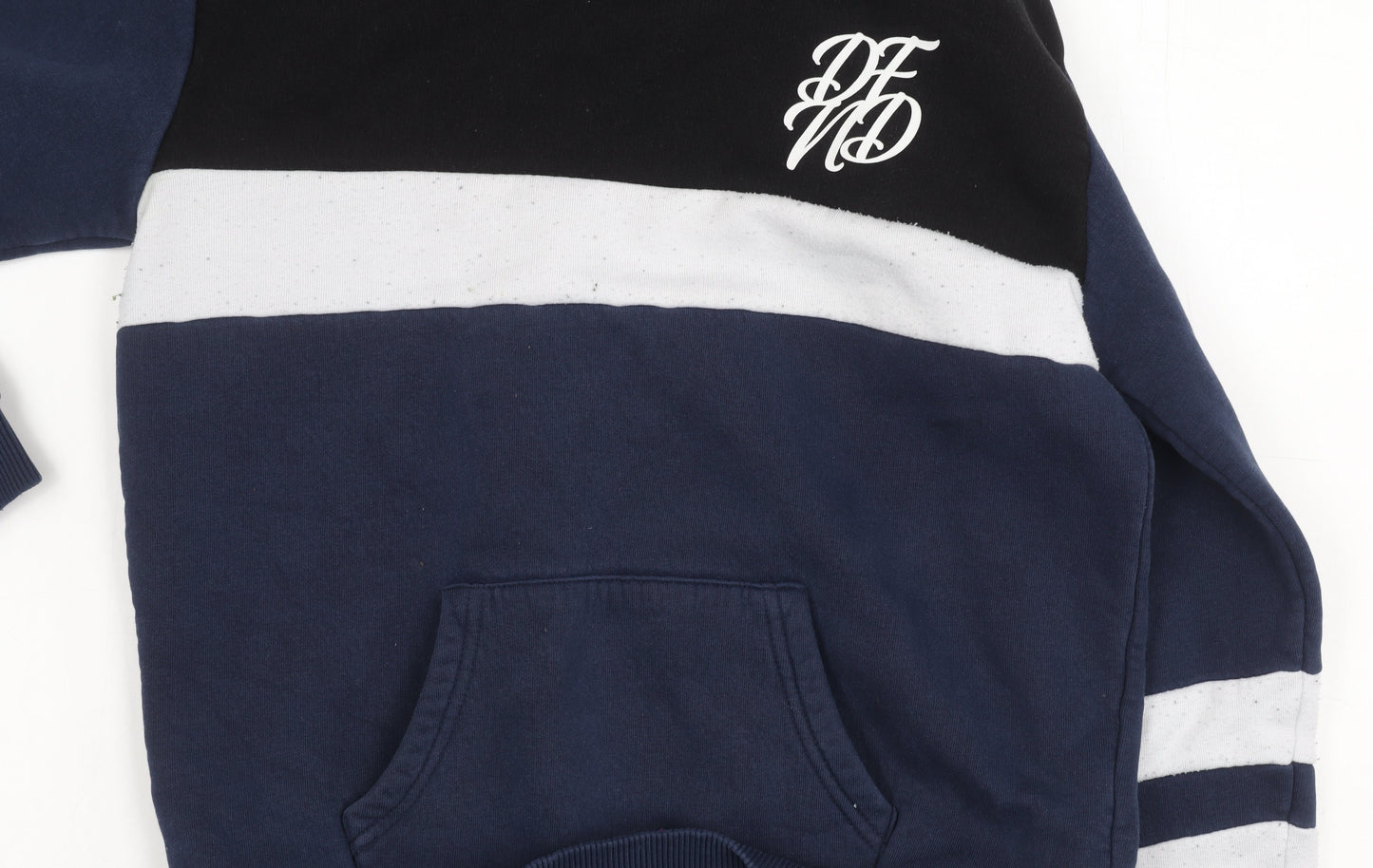 Boys Blue Colourblock Hoodie, Size 13-14, Pullover Style