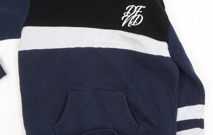 Boys Blue Colourblock Hoodie, Size 13-14, Pullover Style
