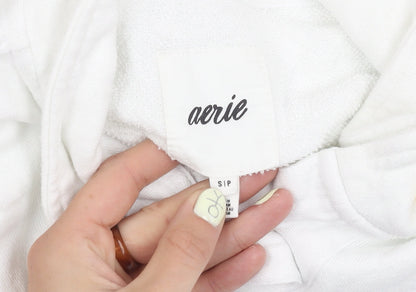 Aerie Women's White Henley Sweatshirt, Size S, Casual