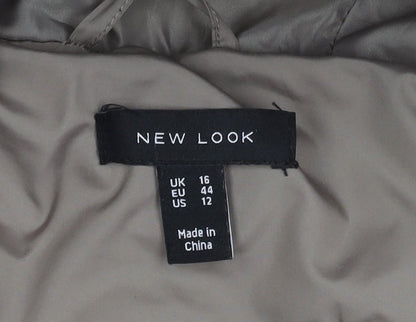 New Look Women's Beige Hooded Puffer Waistcoat - Size 16