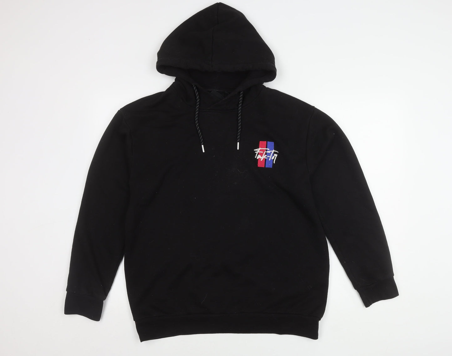 FAK-TOR Men's Black Pullover Hoodie M Graphic Print