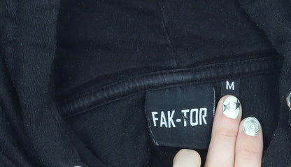 FAK-TOR Men's Black Pullover Hoodie M Graphic Print