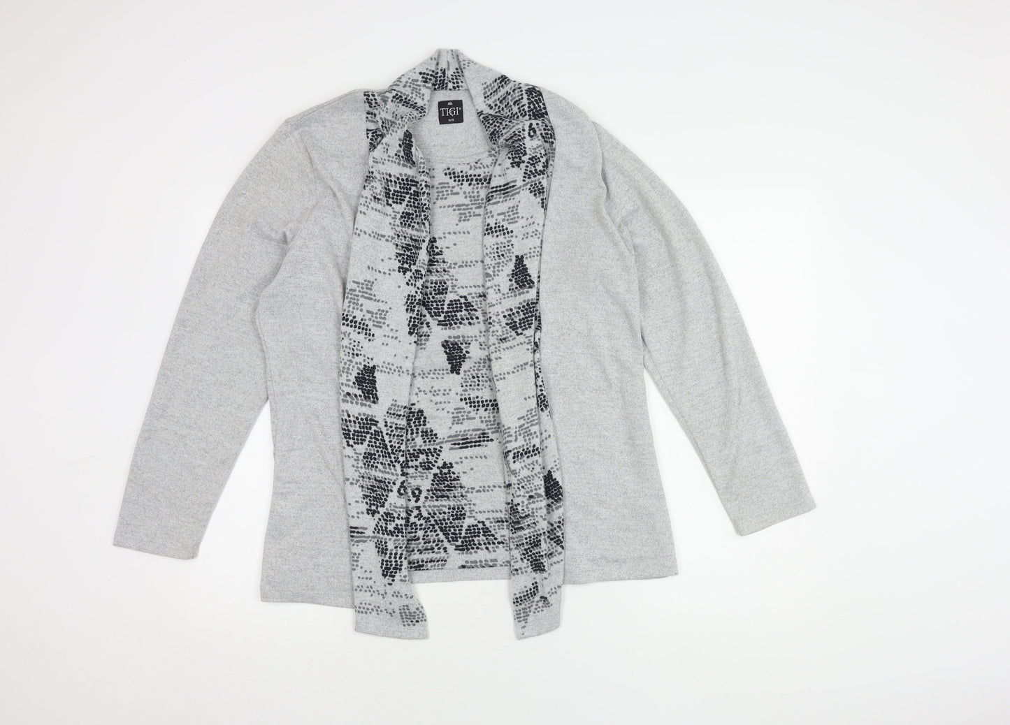Womens UK Size L TIGI Grey Cardigan Jumper