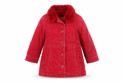Front view of Next girls’ red cotton coat 3-4 years