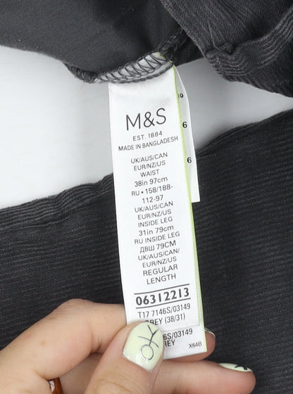 Marks and Spencer Men's Grey 38 Regular Fit Trousers
