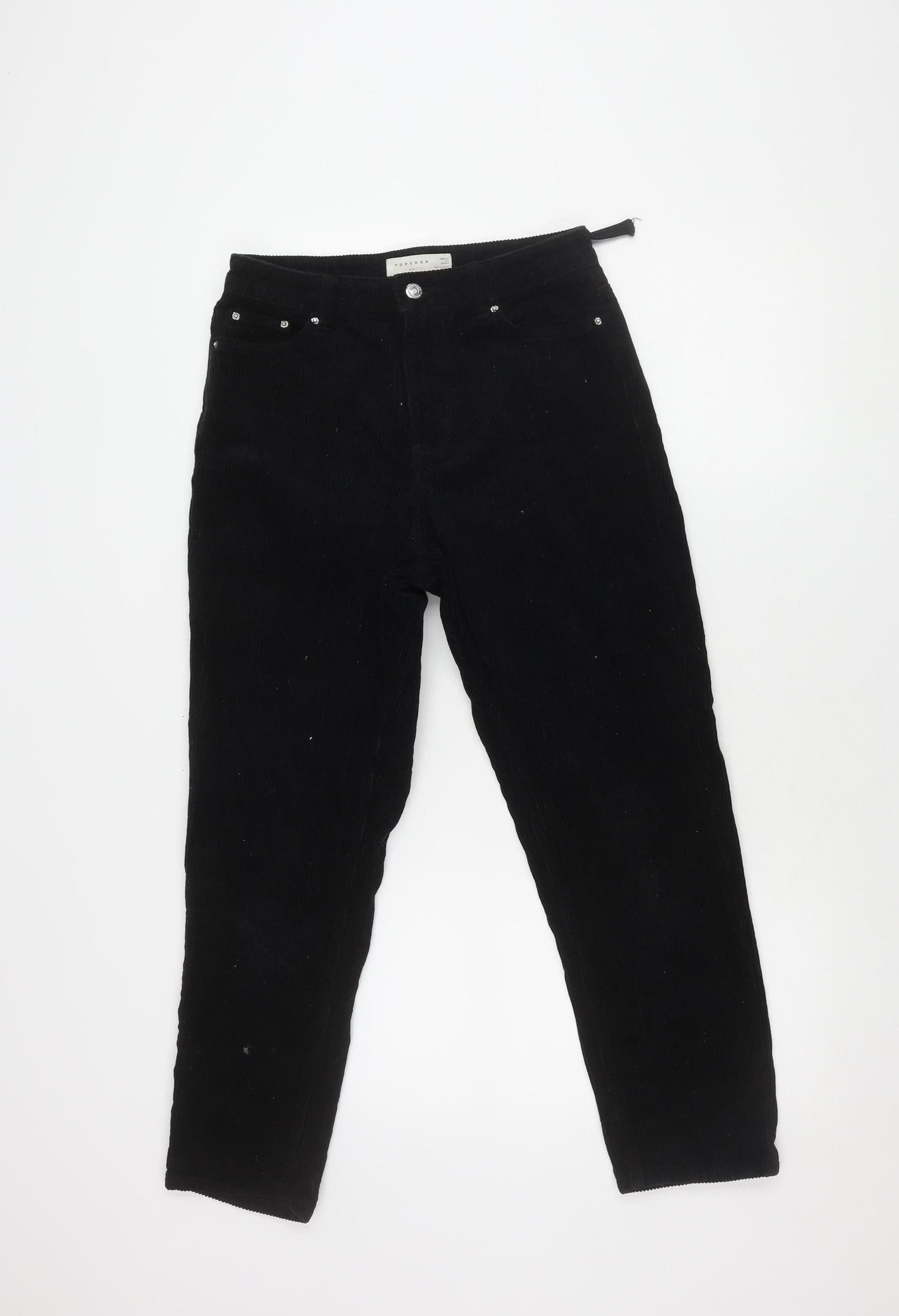 Topshop Women's Black Corduroy Trousers Size 8 Casual Comfy