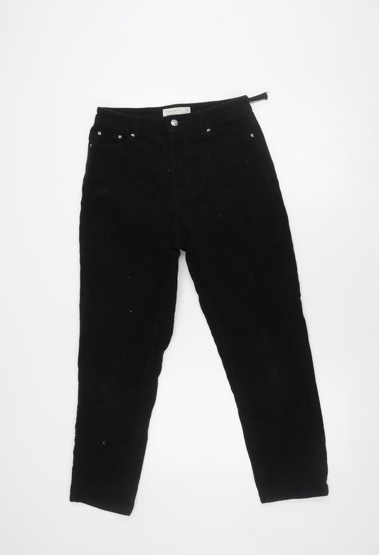 Topshop Women's Black Corduroy Trousers Size 8 Casual Comfy