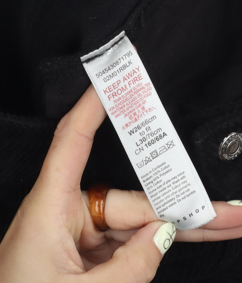 Topshop Women's Black Corduroy Trousers Size 8 Casual Comfy