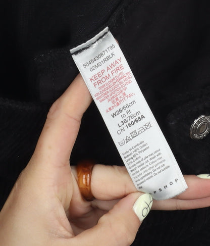 Topshop Women's Black Corduroy Trousers Size 8 Casual Comfy