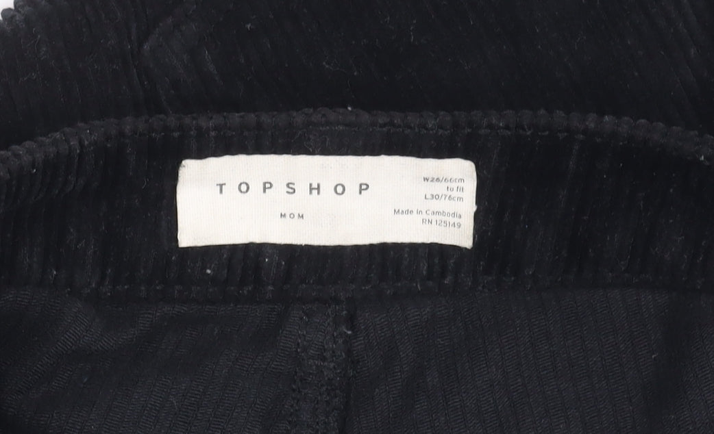 Topshop Women's Black Corduroy Trousers Size 8 Casual Comfy