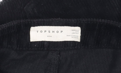 Topshop Women's Black Corduroy Trousers Size 8 Casual Comfy