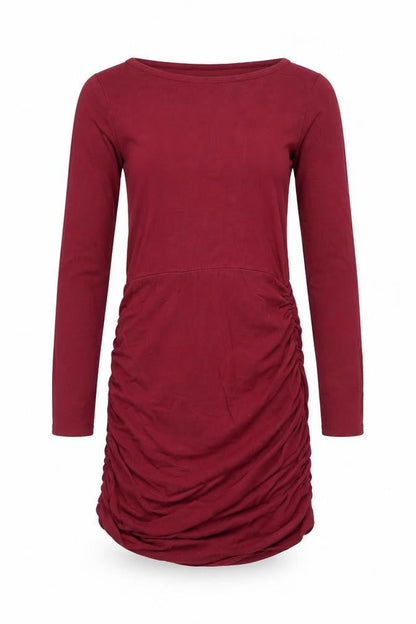 ASOS Petite Red Long Sleeve Ruched Dress UK 8