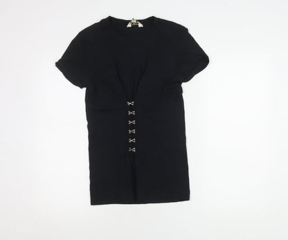 Womens UK Size 6 Miss Selfridge Black Basic T-Shirt