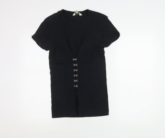 Womens UK Size 6 Miss Selfridge Black Basic T-Shirt