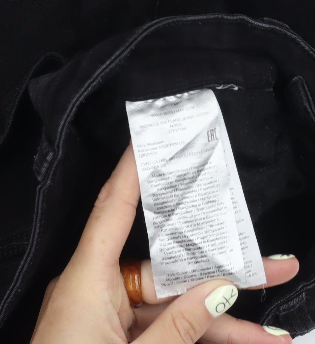 Noisy May Women's Black Flared Jeans, Size UK 3, High Waist