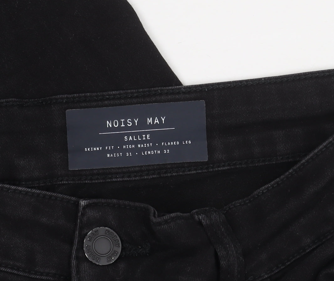 Noisy May Women's Black Flared Jeans, Size UK 3, High Waist