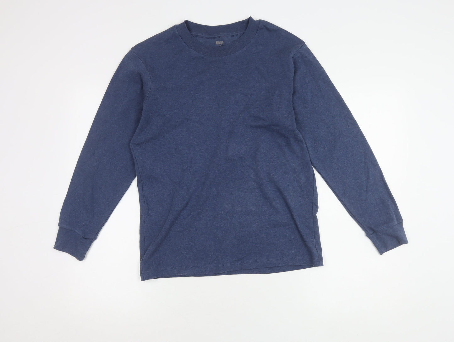Uniqlo Men's Blue Long Sleeve Crew Neck T-Shirt M