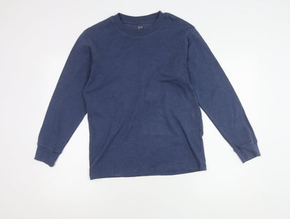 Uniqlo Men's Blue Long Sleeve Crew Neck T-Shirt M