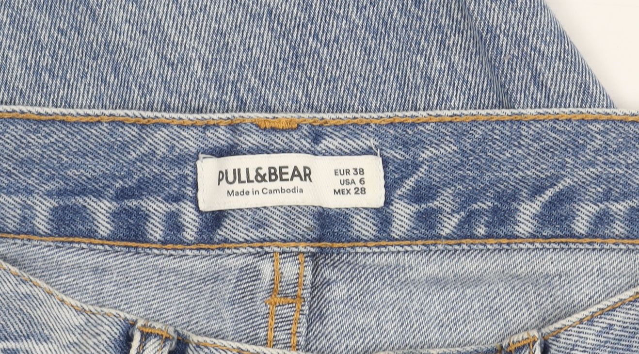 Pull & Bear Women's Blue Straight Distressed Jeans Size 10