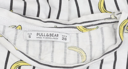 Unisex Adults UK Size S Pull&Bear White Basic T-Shirt