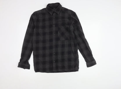 Pull & Bear Men's Grey Check Shirt Regular Fit Size S