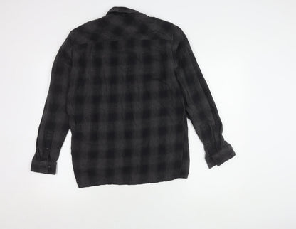Pull & Bear Men's Grey Check Shirt Regular Fit Size S