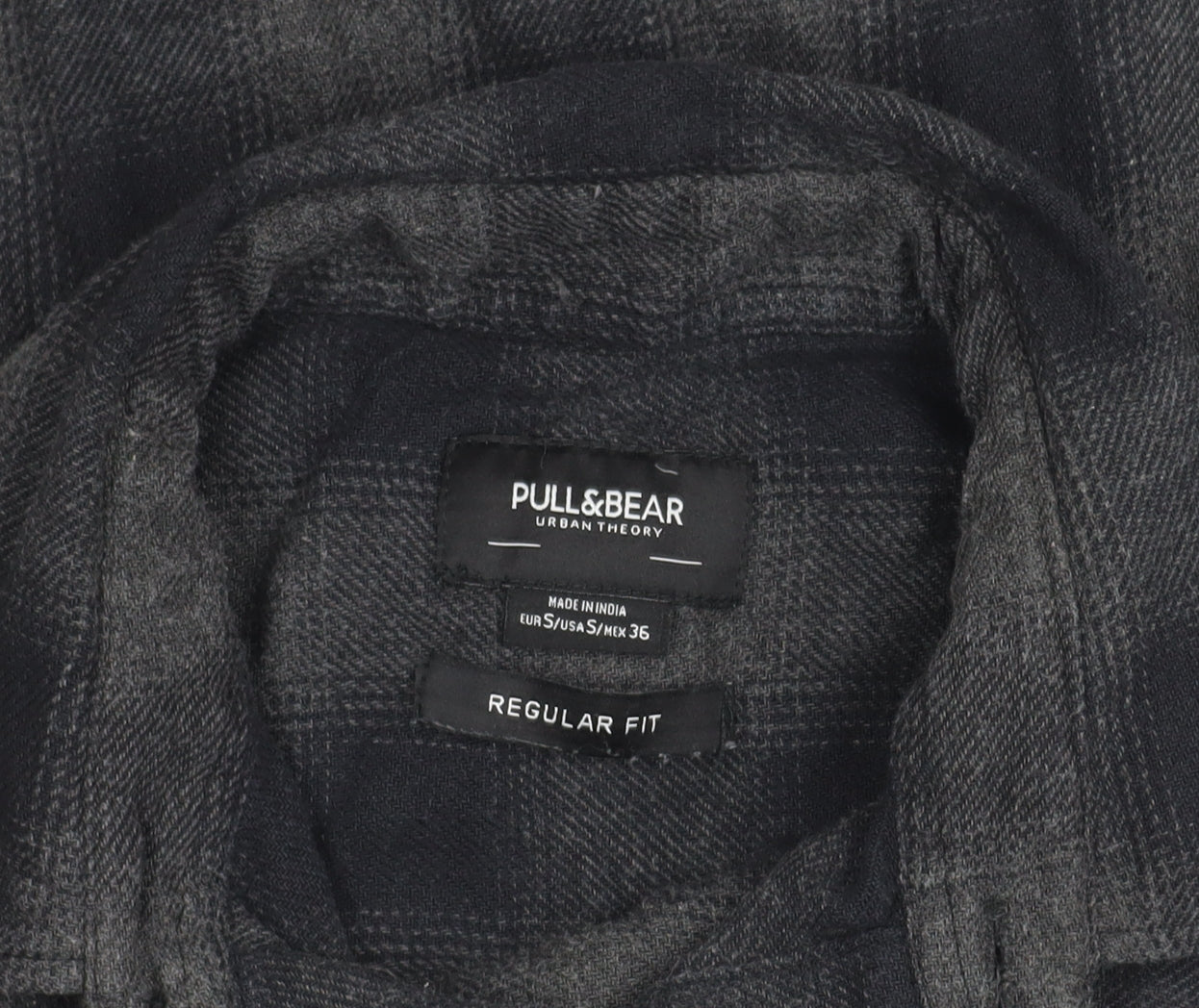 Pull & Bear Men's Grey Check Shirt Regular Fit Size S