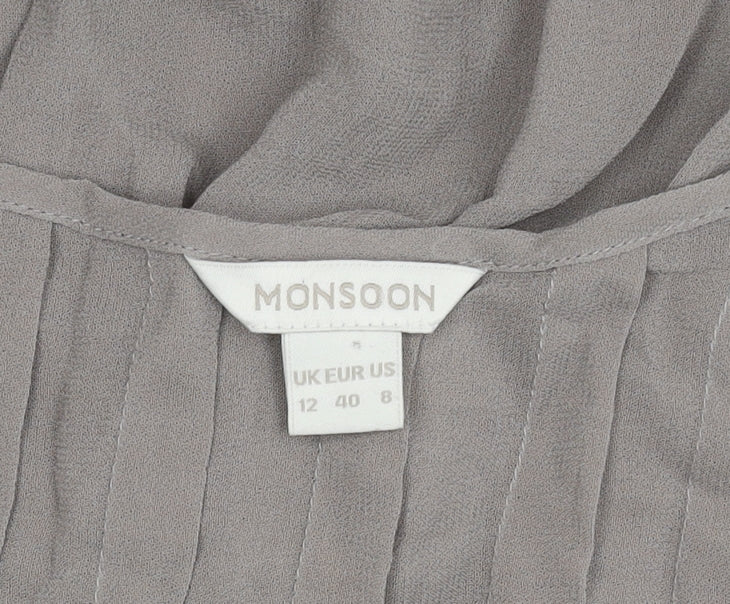 Womens UK Size 12 Monsoon Grey Tunic Blouse