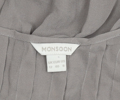Womens UK Size 12 Monsoon Grey Tunic Blouse