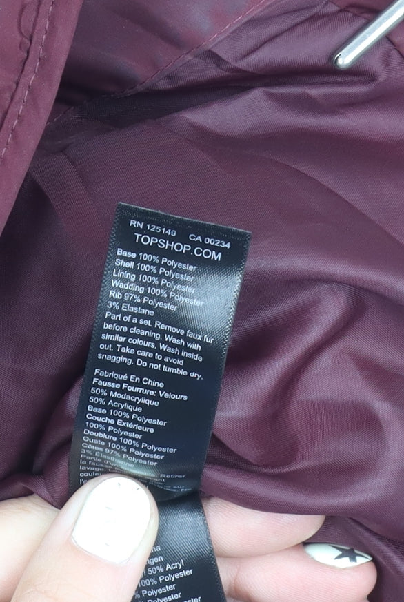 Womens UK Size 6 Topshop Red Puffer Jacket