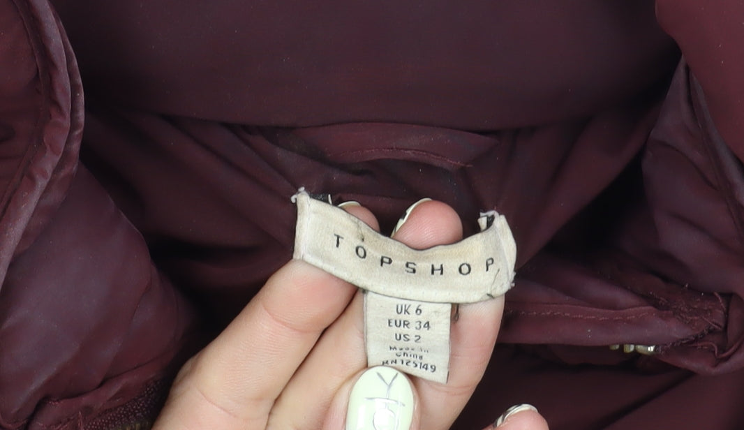 Womens UK Size 6 Topshop Red Puffer Jacket