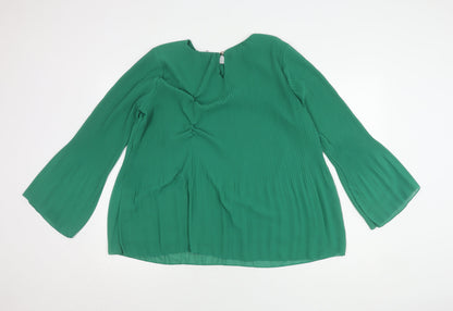 Modissima Women's Green Blouse L Flared Sleeve