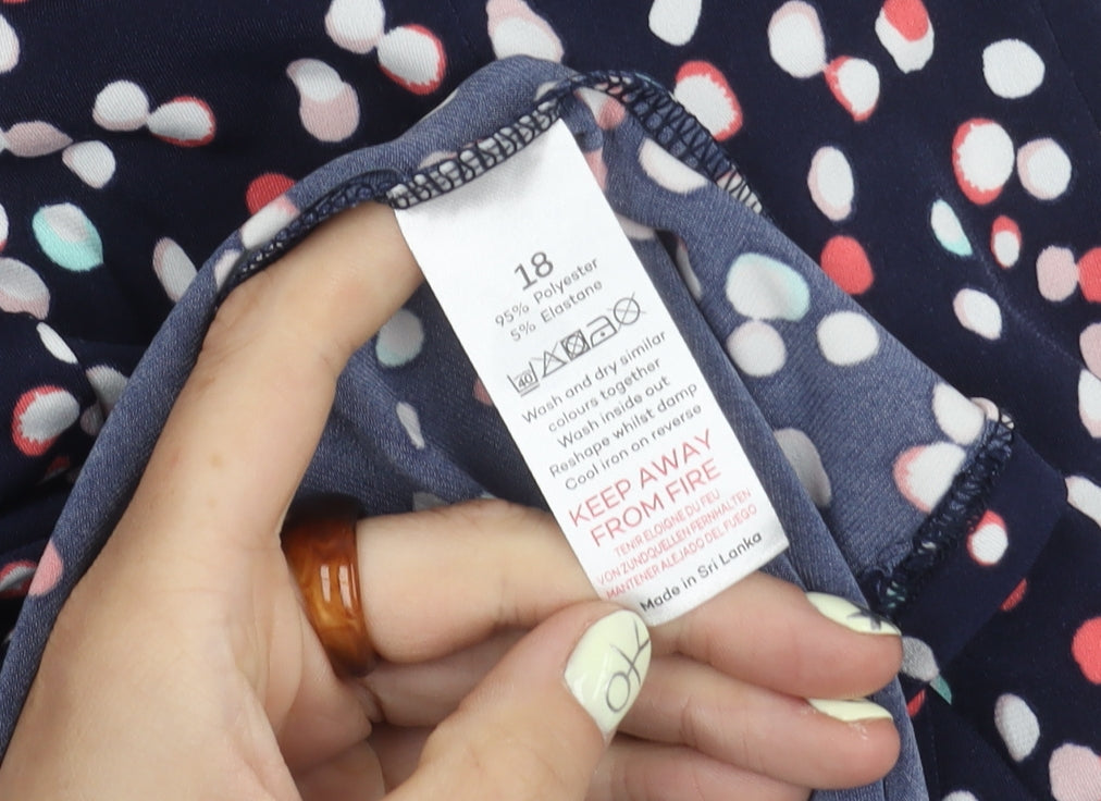 Bonmarché Women's Blue A-Line Polka Dot Skirt Size 18