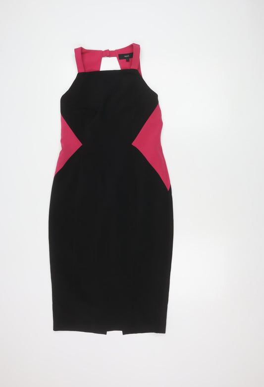 Next Women's Black Pink Colourblock Bodycon Dress