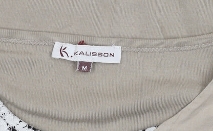 Kalisson Women's Beige Long Sleeve V-Neck Top M