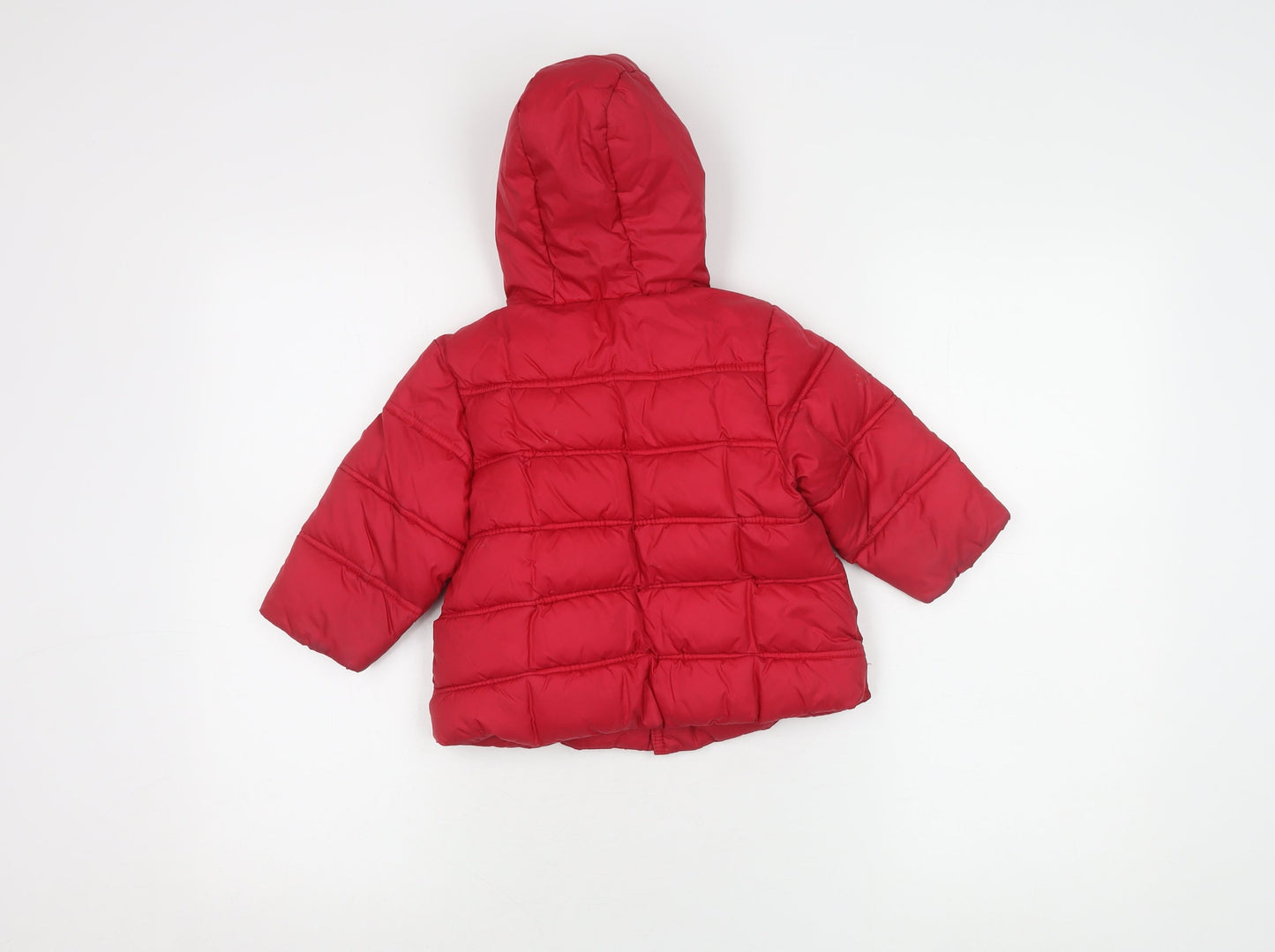 Next Red Unisex Puffer Jacket, 12-18 Months, Hooded, Lined