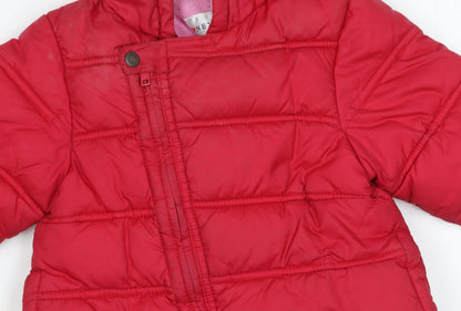 Next Red Unisex Puffer Jacket, 12-18 Months, Hooded, Lined