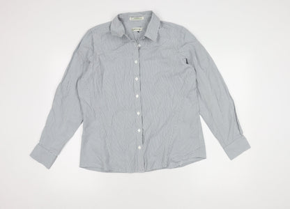 Orvis Women's Grey Striped Button-Up Shirt Size 12