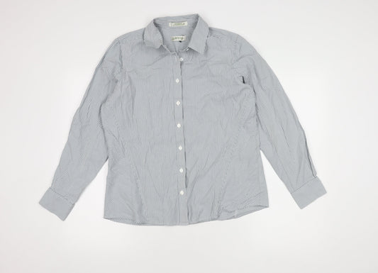 Orvis Women's Grey Striped Button-Up Shirt Size 12