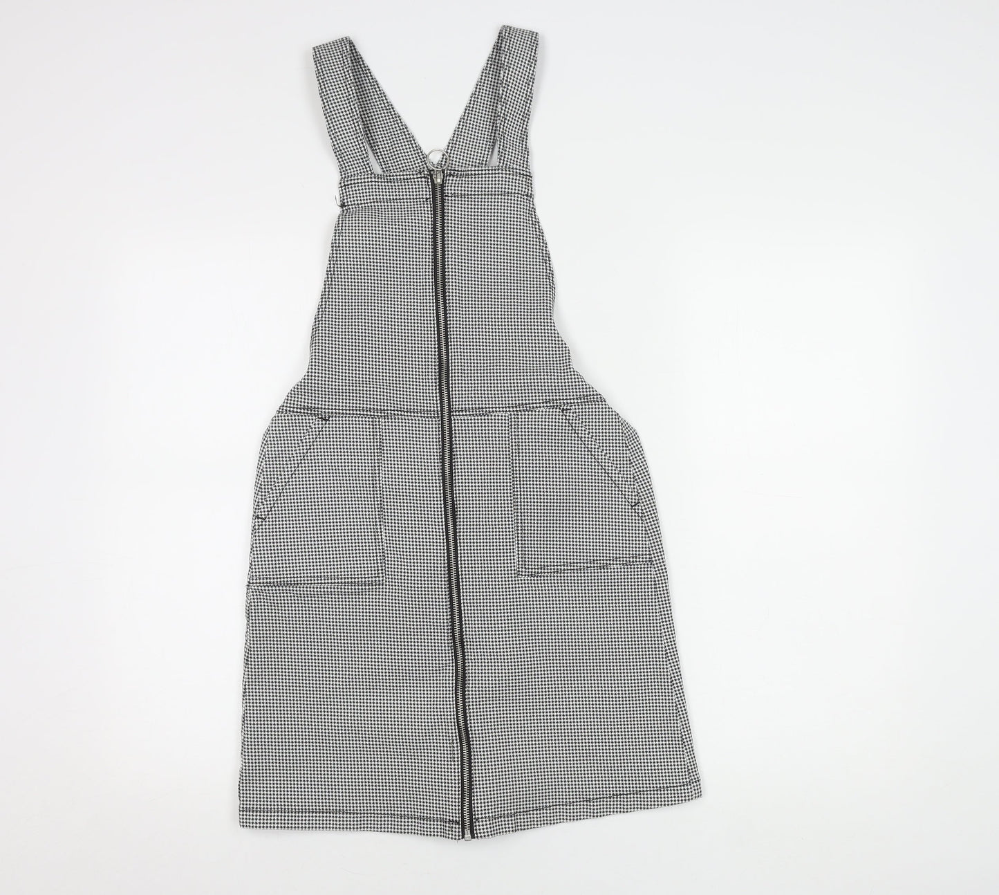 H&M Girls Black Gingham Pinafore Dress, Size 13