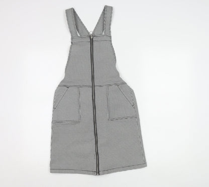 H&M Girls Black Gingham Pinafore Dress, Size 13