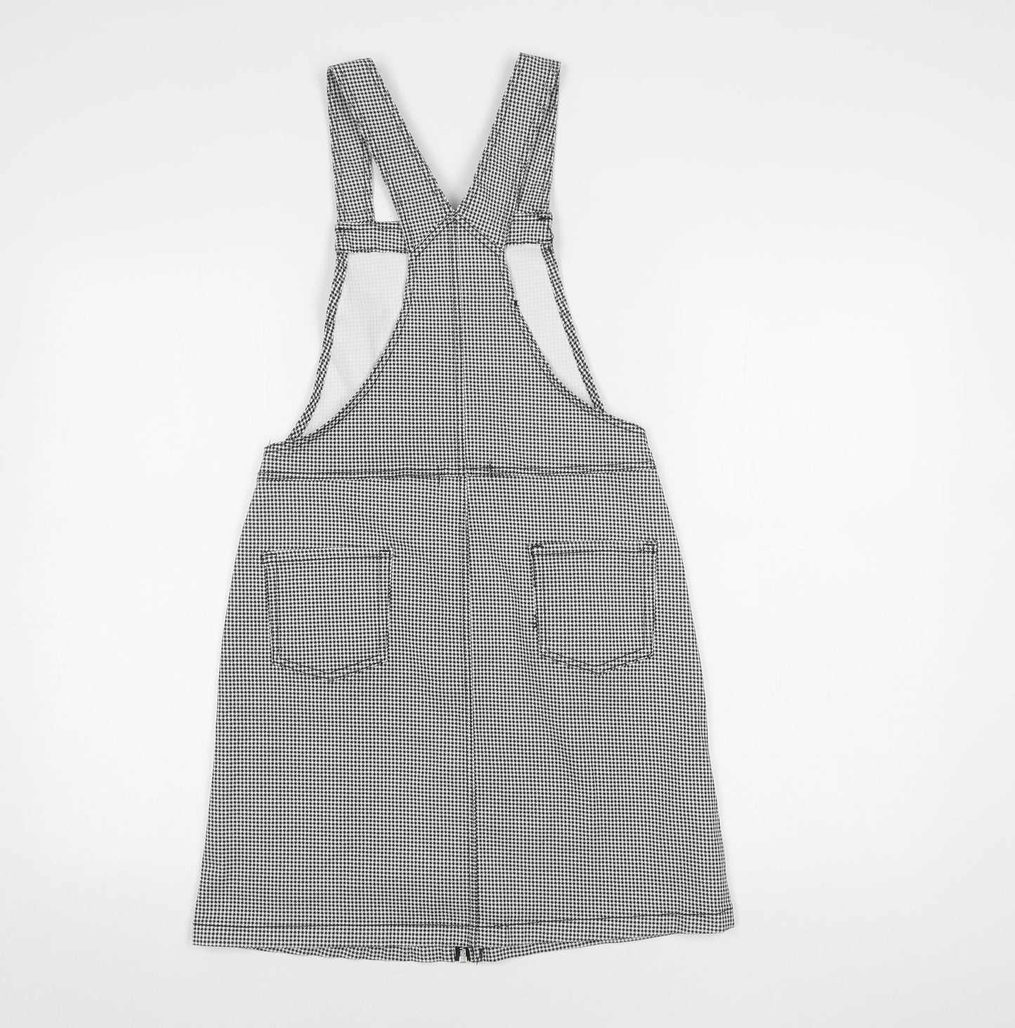 H&M Girls Black Gingham Pinafore Dress, Size 13