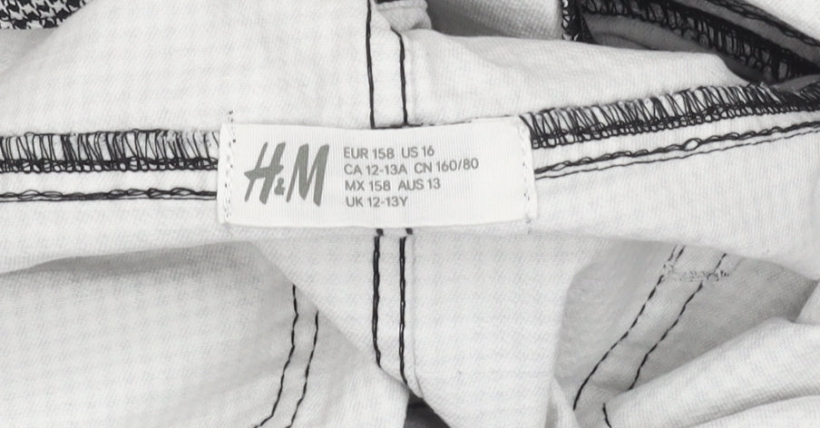 H&M Girls Black Gingham Pinafore Dress, Size 13