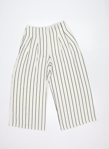 Topshop Women's White Striped Cropped Trousers Size 8