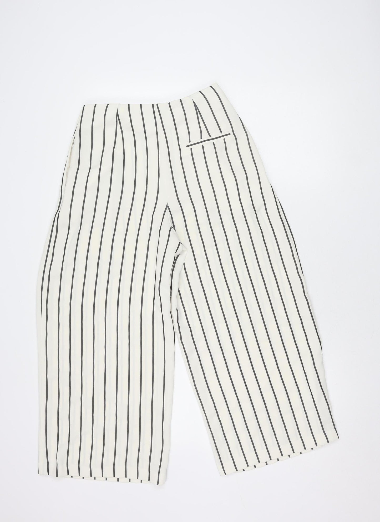 Topshop Women's White Striped Cropped Trousers Size 8