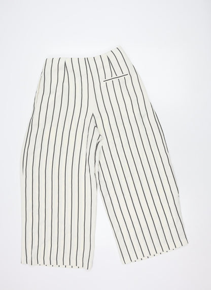 Topshop Women's White Striped Cropped Trousers Size 8