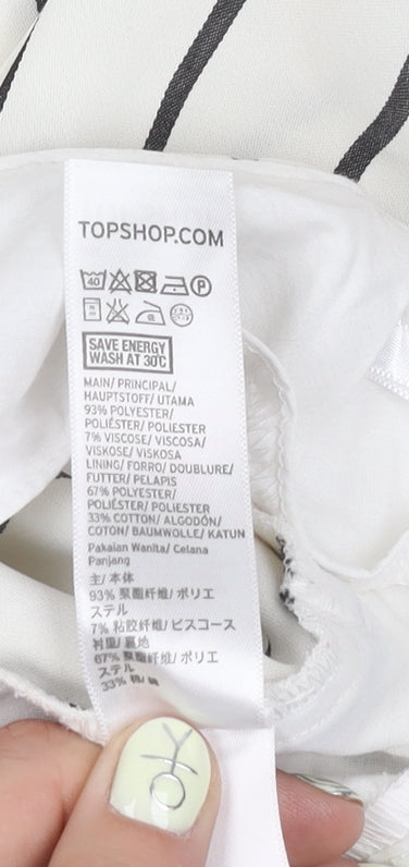 Topshop Women's White Striped Cropped Trousers Size 8