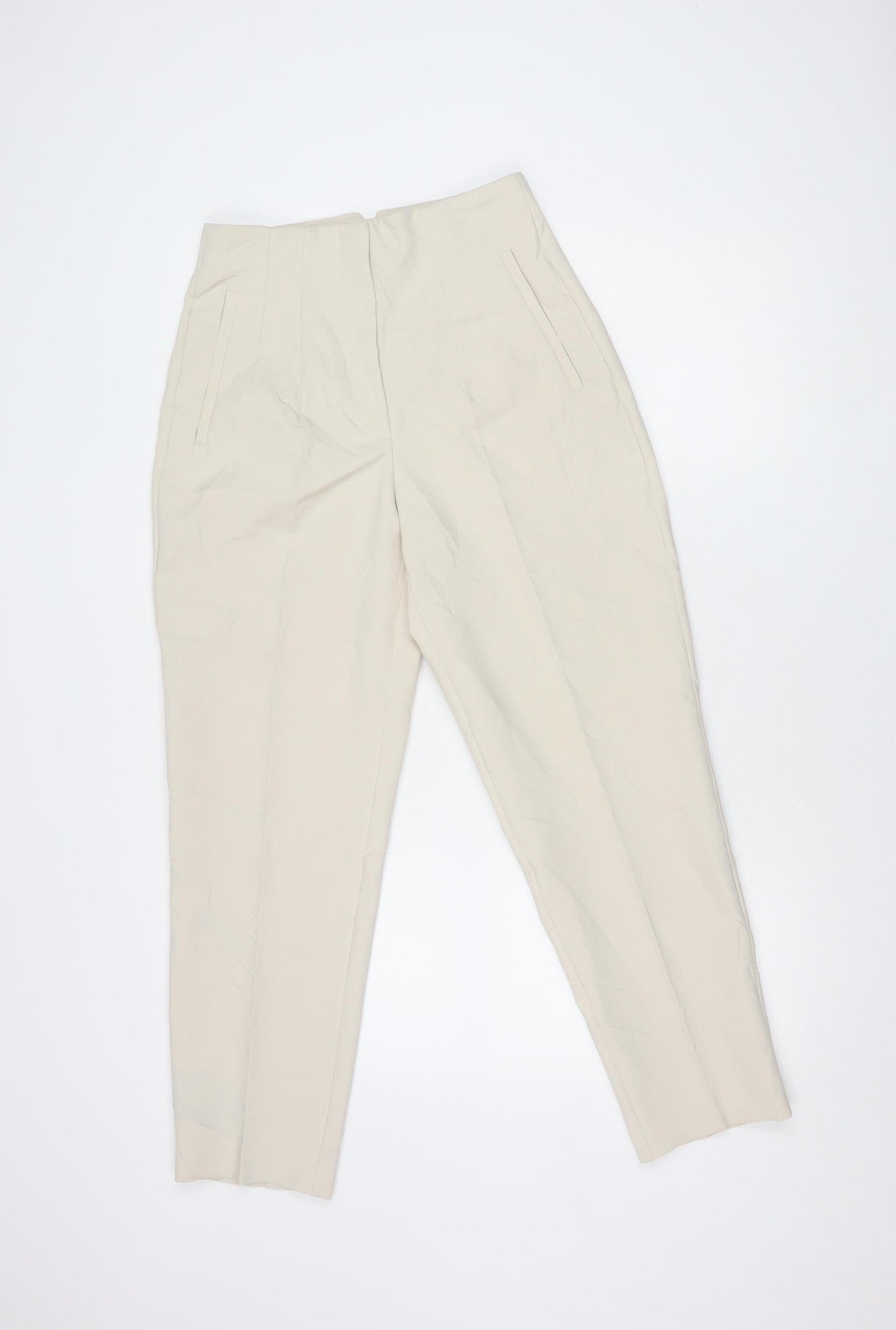 Womens UK Size M Zara Regular Fit  Beige Trousers